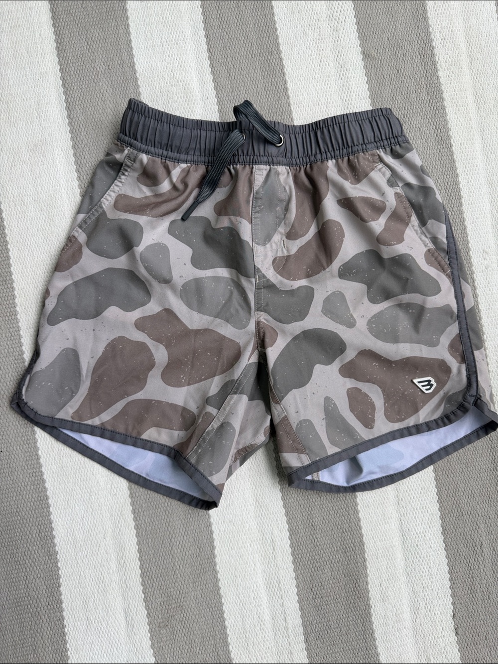 BURLEBO Boys' Camo Swim Shorts - Gray & Brown
